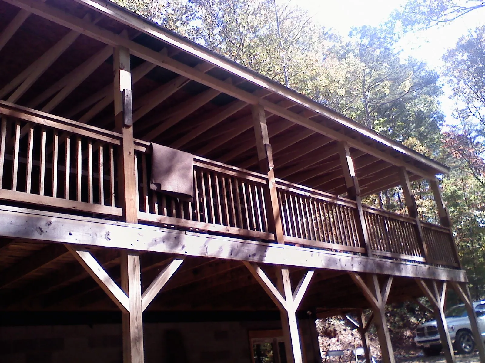 Timber framing under a new elevated porch and deck — Roof Leak Repair in Jenkinsburg by Roofing Brothers